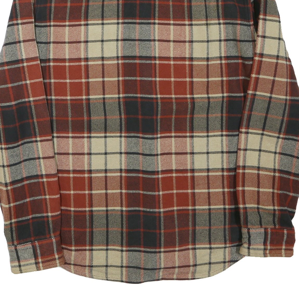 AMERICAN EAGLE Mens Beige & Maroon Plaid Shirt L Casual Cotton Blend Long Sleeve