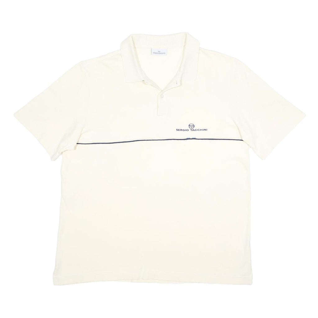 SERGIO TACCHINI Mens White Polo Shirt XL Cotton Basic Short Sleeve Logo