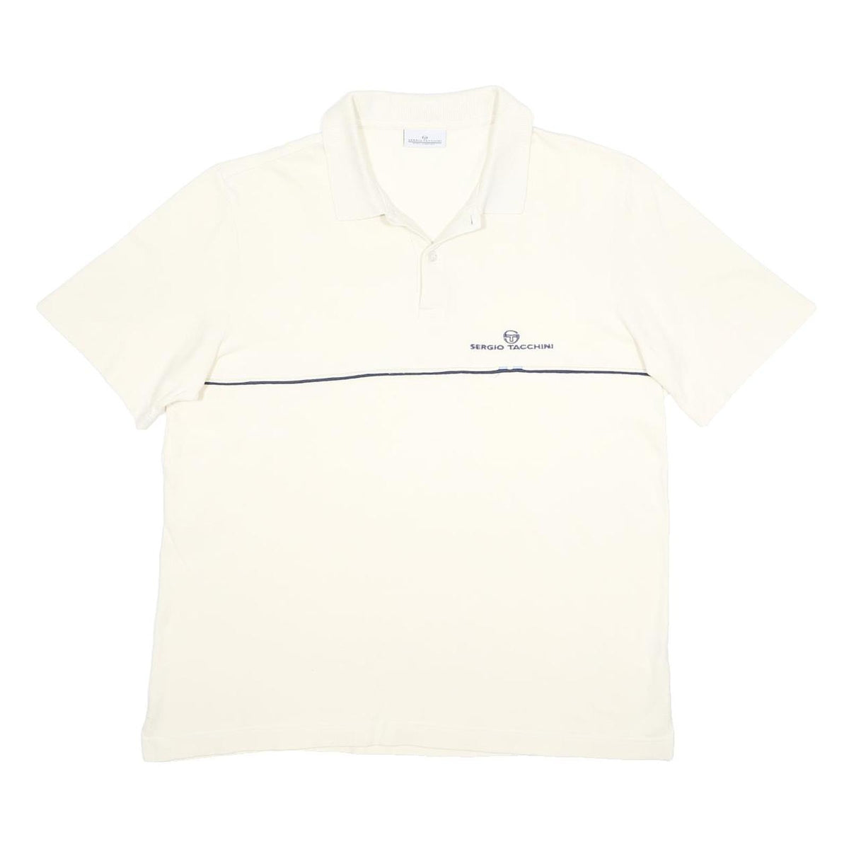 SERGIO TACCHINI Mens White Polo Shirt XL Cotton Basic Short Sleeve Logo