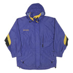 COLUMBIA Womens Blue & Yellow Outdoor Jacket S Polyester Blend Zip Hooded