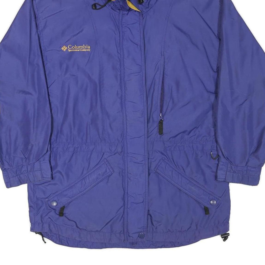 COLUMBIA Womens Blue & Yellow Outdoor Jacket S Polyester Blend Zip Hooded