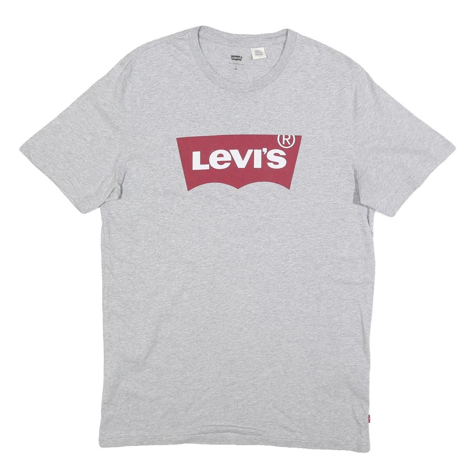 LEVI'S Mens Grey Graphic T-Shirt M Short Sleeve Crew Neck Logo Print