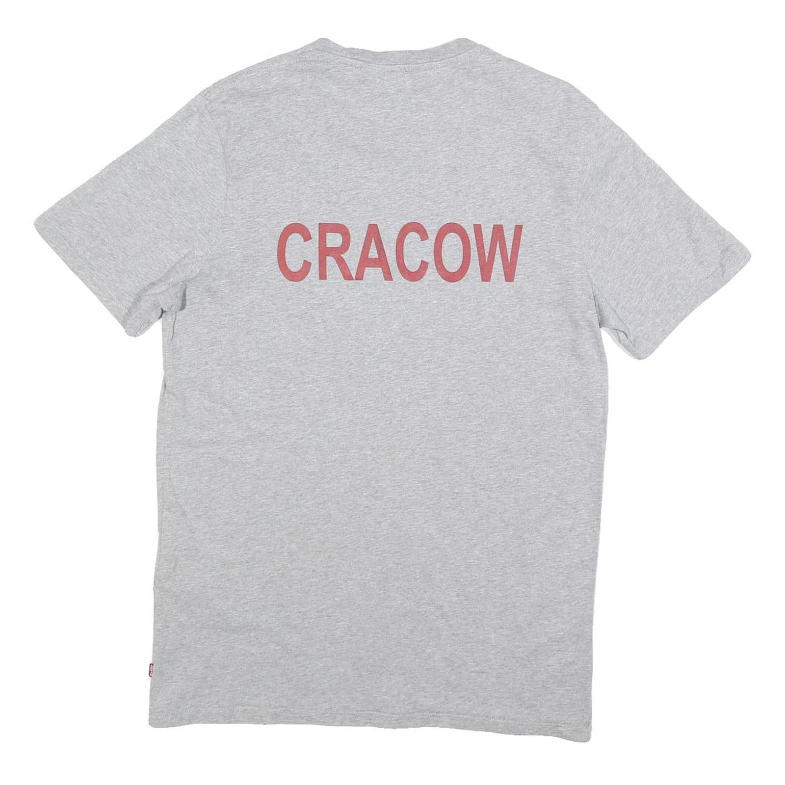 LEVI'S Mens Grey Graphic T-Shirt M Short Sleeve Crew Neck Logo Print