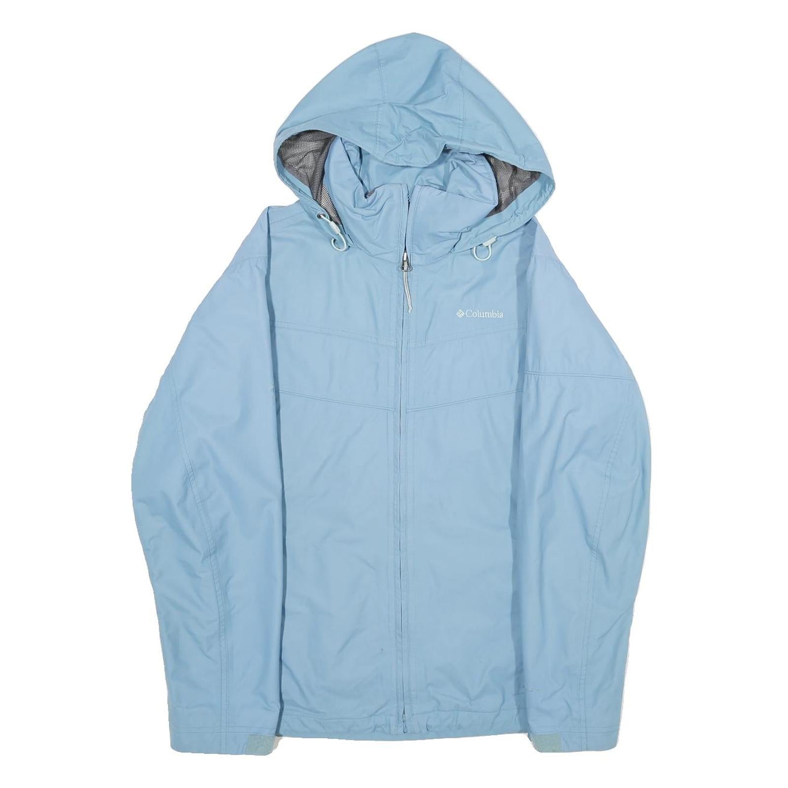 COLUMBIA Womens Blue Nylon Outdoor Hooded Jacket S Zip Lightweight Water