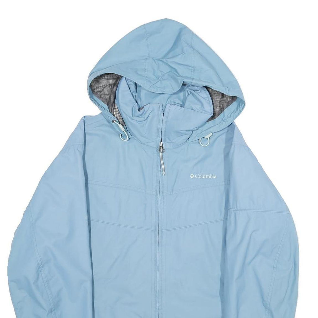 COLUMBIA Womens Blue Nylon Outdoor Hooded Jacket S Zip Lightweight Water