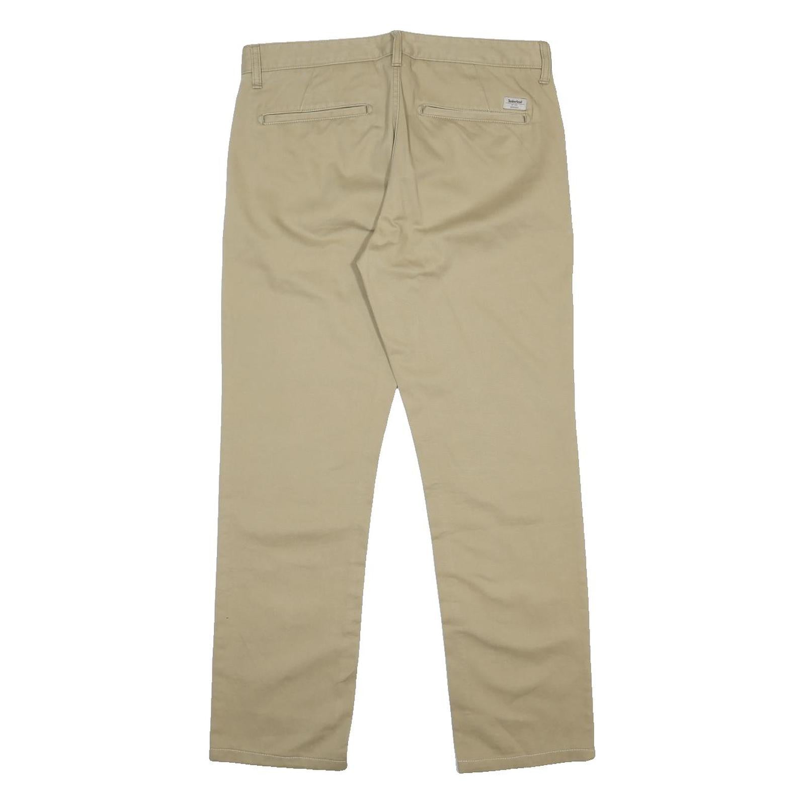 TIMBERLAND Mens Cotton Beige Regular Straight Trousers W32 L32 Casual Classic