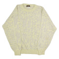 PERRONE MODA Mens Patterned Jumper Yellow Crazy Pattern Crew Neck 90s M