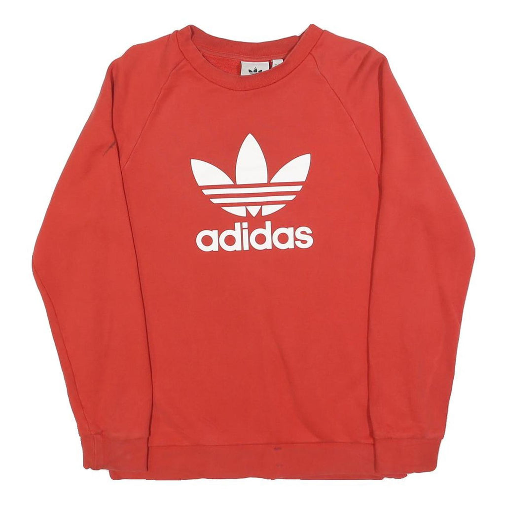 ADIDAS Mens Red Cotton Blend Crew Neck Sweatshirt S Casual