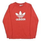 ADIDAS Mens Red Cotton Blend Crew Neck Sweatshirt S Casual