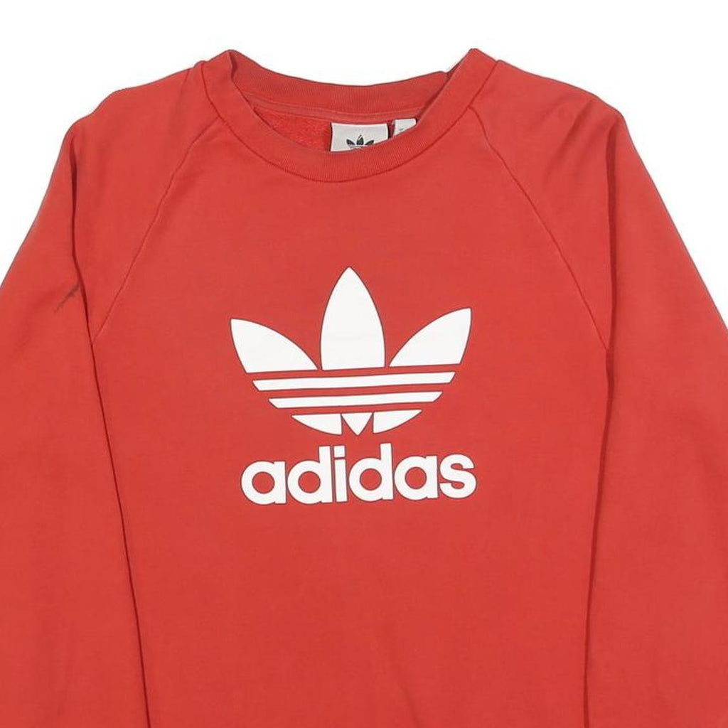 ADIDAS Mens Red Cotton Blend Crew Neck Sweatshirt S Casual