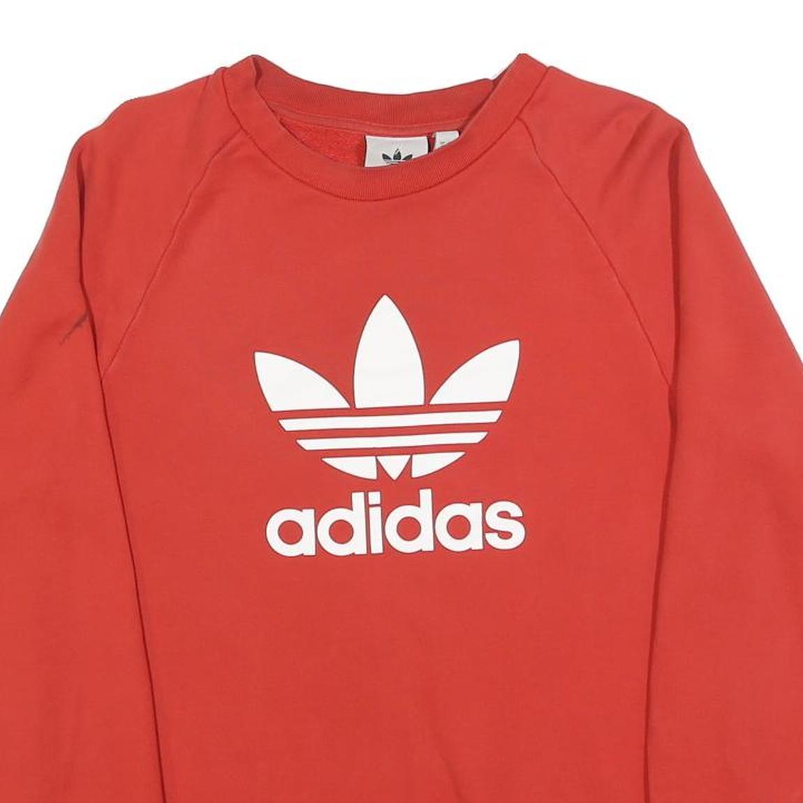 ADIDAS Mens Red Cotton Blend Crew Neck Sweatshirt S Casual