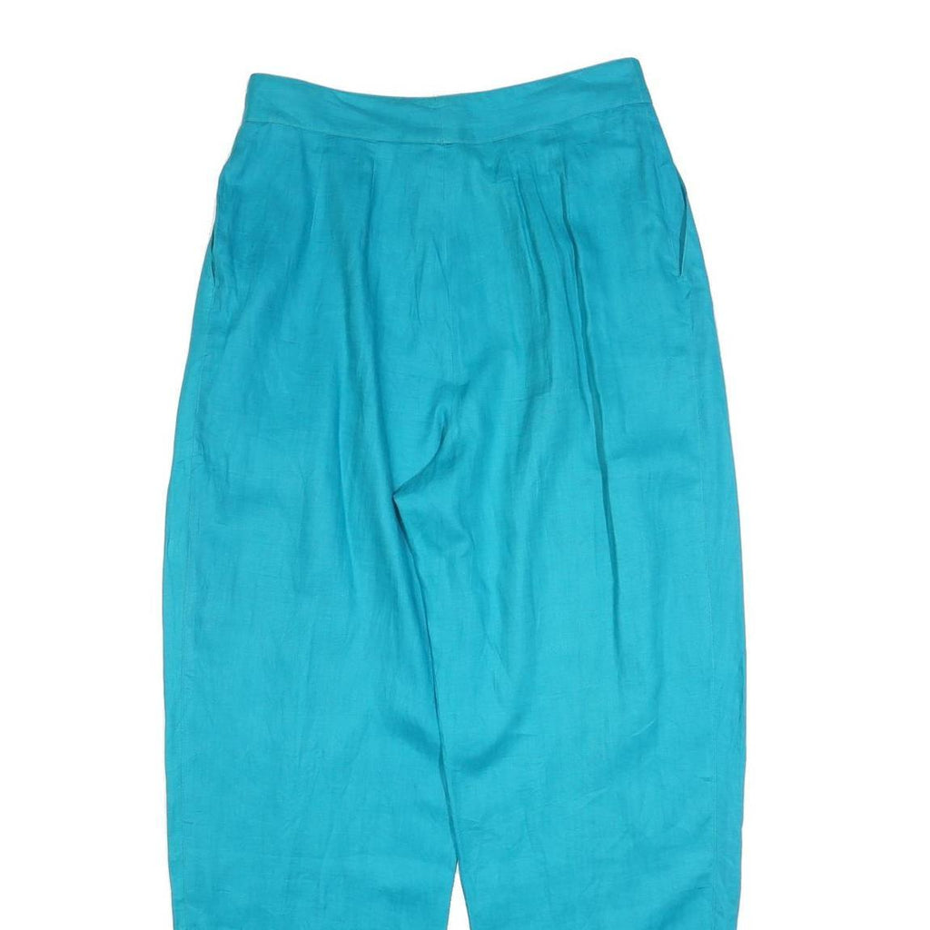 ELLEN TRACY Womens Linen Turquoise Relaxed Trousers W32 L30 Casual Summer Zip