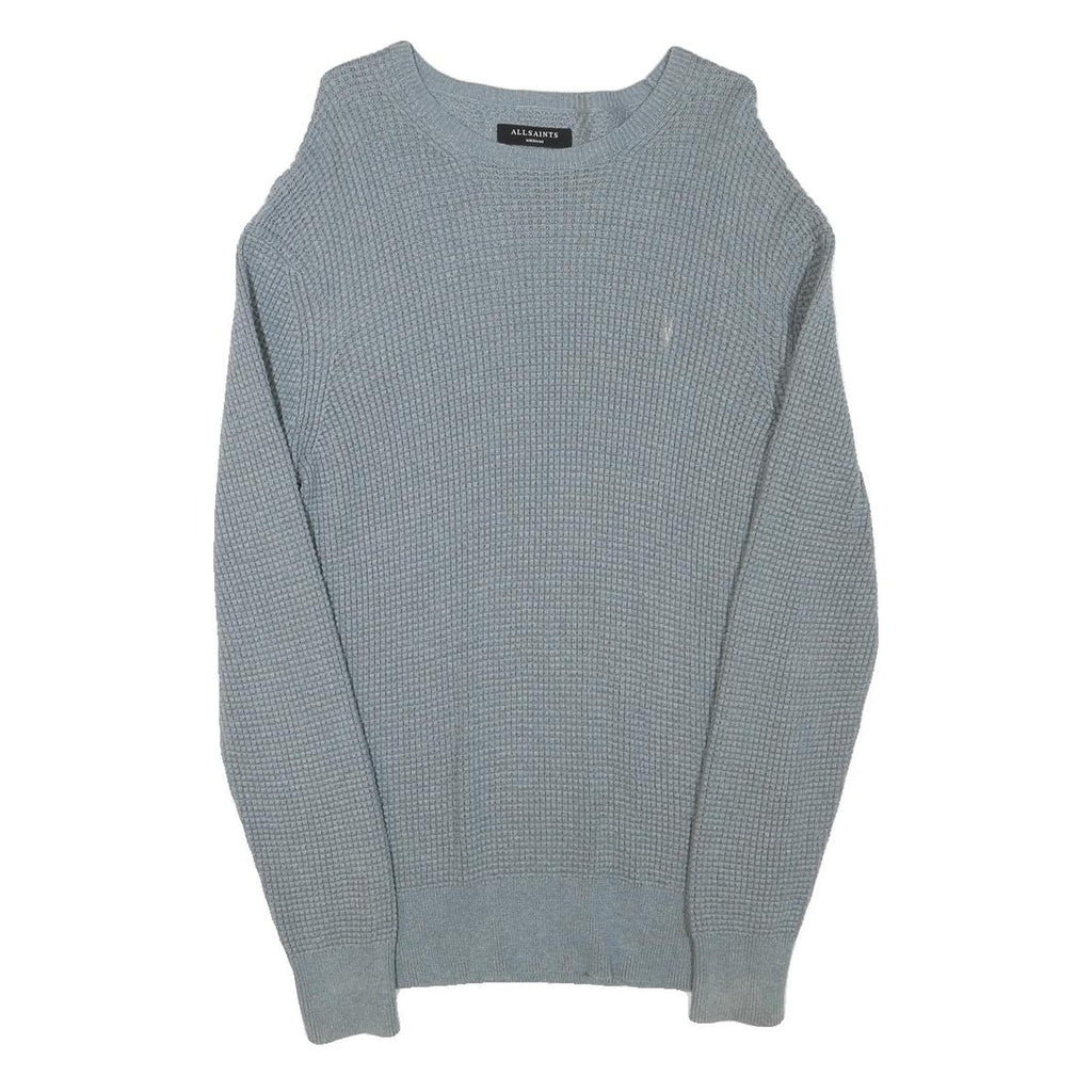 ALL SAINTS Mens Grey Cotton Blend Patterned Crew Neck Basic Knit Jumper M Casual