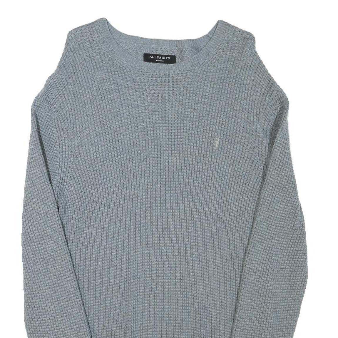 ALL SAINTS Mens Grey Cotton Blend Patterned Crew Neck Basic Knit Jumper M Casual