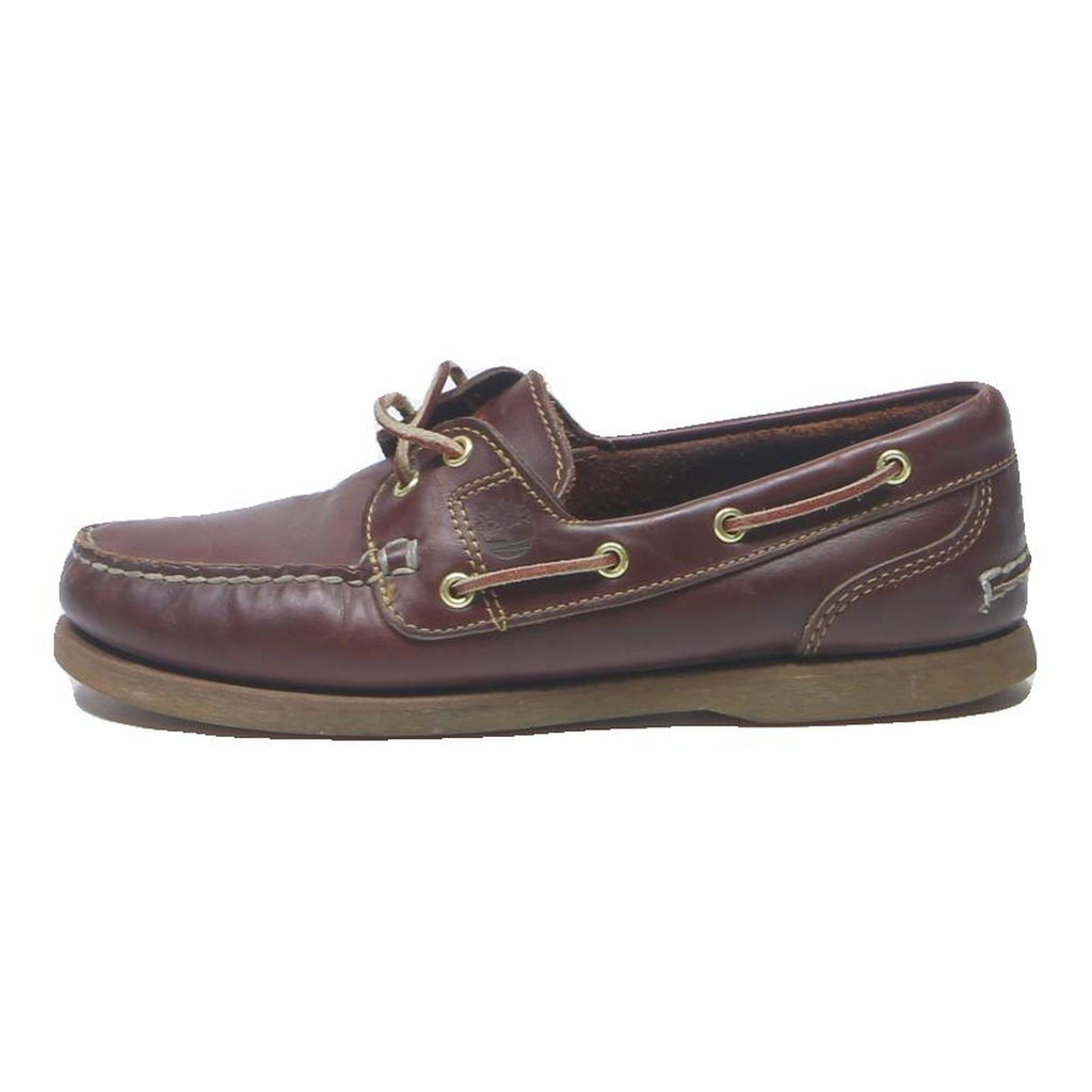& SONS Womens Brown Leather Loafer Shoes UK 5 Casual Slip On Boat Style