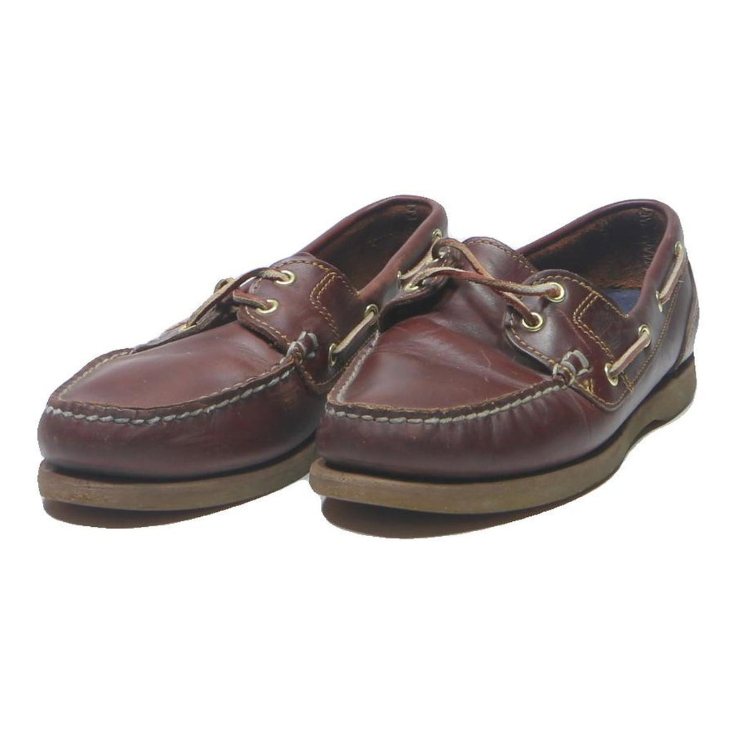 & SONS Womens Brown Leather Loafer Shoes UK 5 Casual Slip On Boat Style