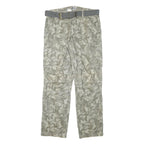 YOU Mens Cotton Blend Grey Camouflage Regular Cargo Trousers W34 L32 Belted