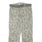 YOU Mens Cotton Blend Grey Camouflage Regular Cargo Trousers W34 L32 Belted