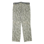 YOU Mens Cotton Blend Grey Camouflage Regular Cargo Trousers W34 L32 Belted