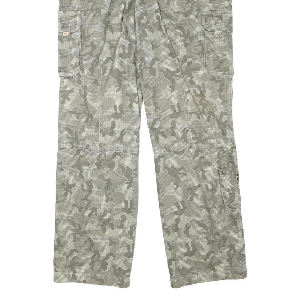 YOU Mens Cotton Blend Grey Camouflage Regular Cargo Trousers W34 L32 Belted