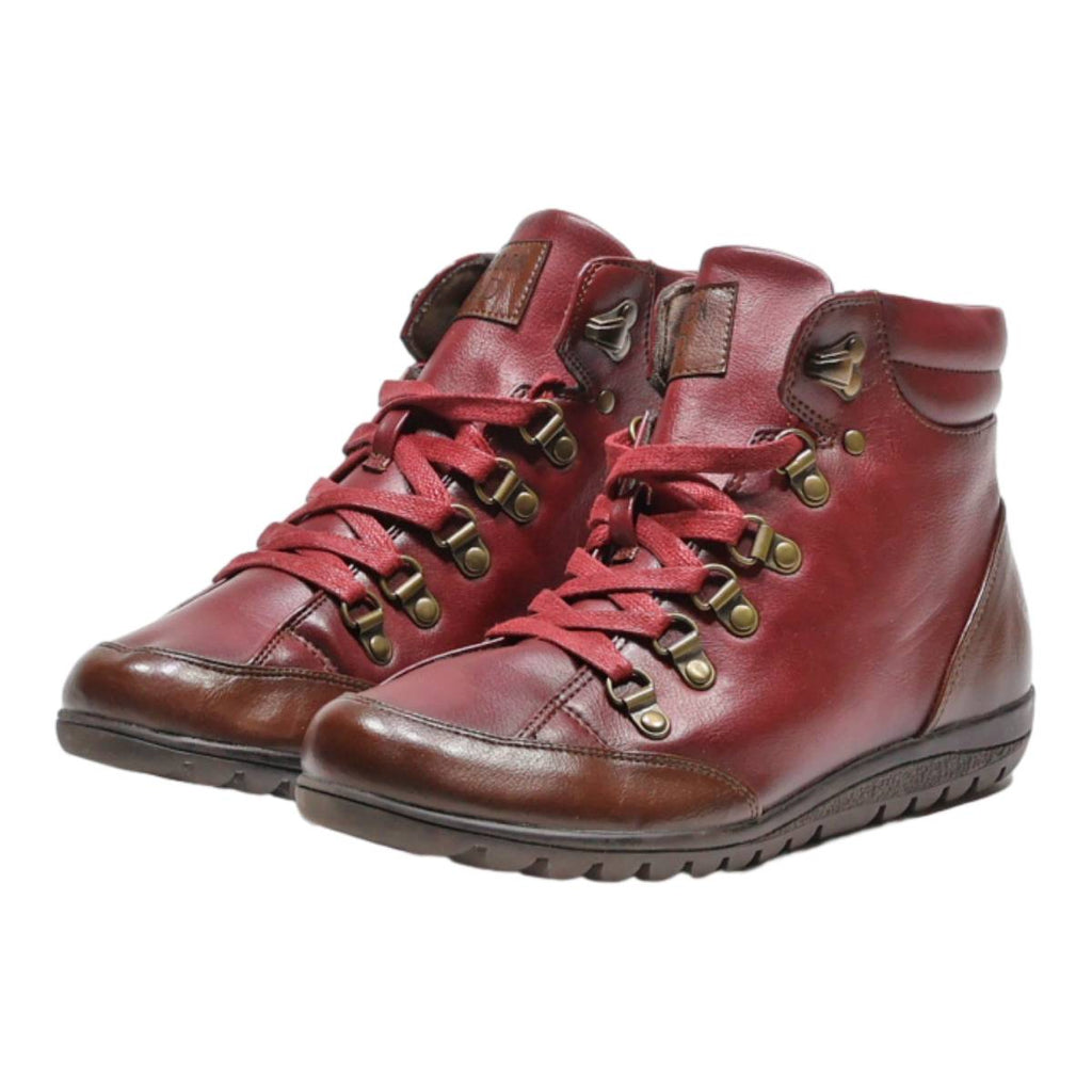 V&D Lace-Up Boots Maroon Leather Womens UK 4