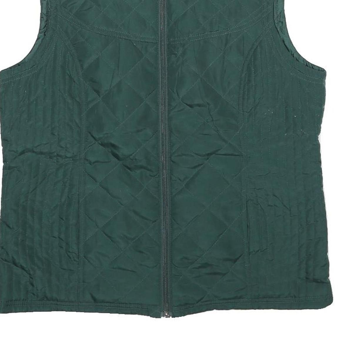 RELATIVITY Womens Green Quilted Jacket L Polyester Zip Sleeveless Classic
