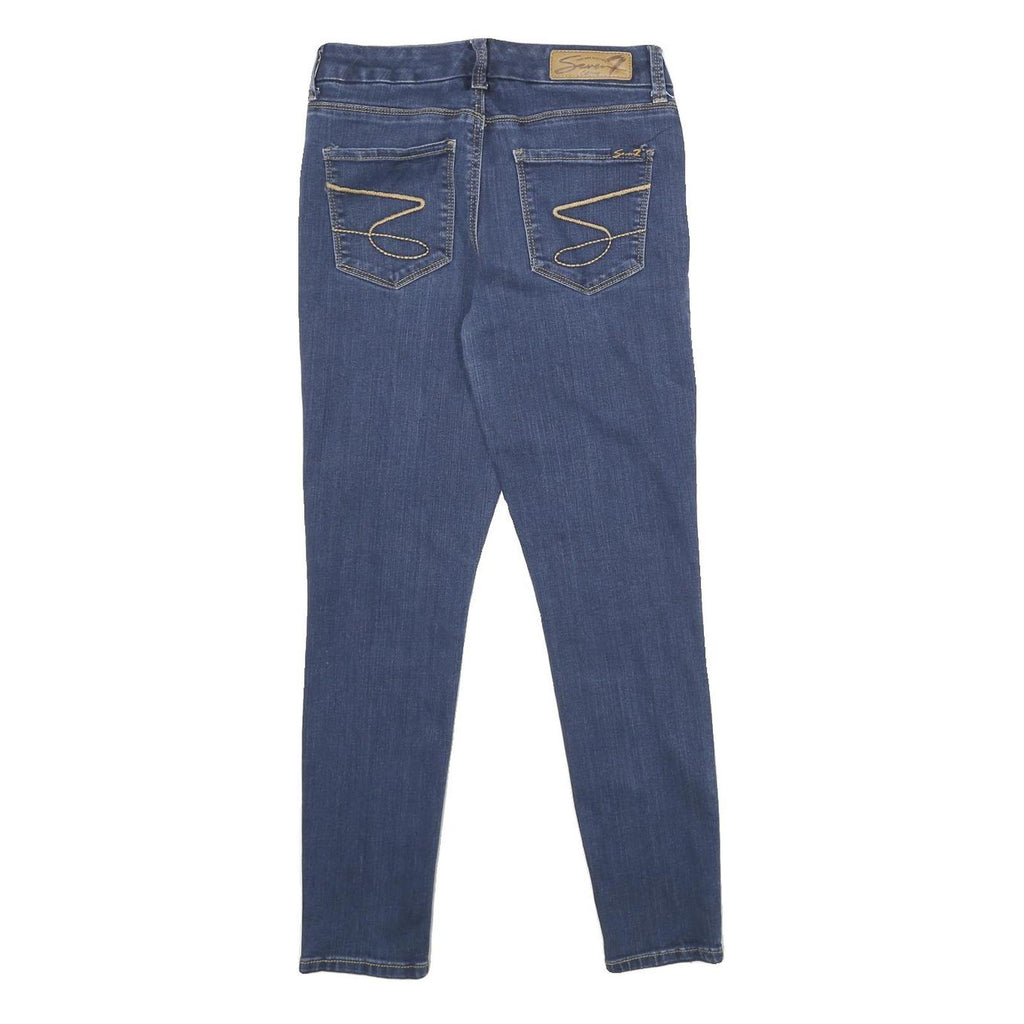 7 FOR ALL MANKIND Womens Slim Blue Denim Jeans W26 L26 Signature Stitching Zip