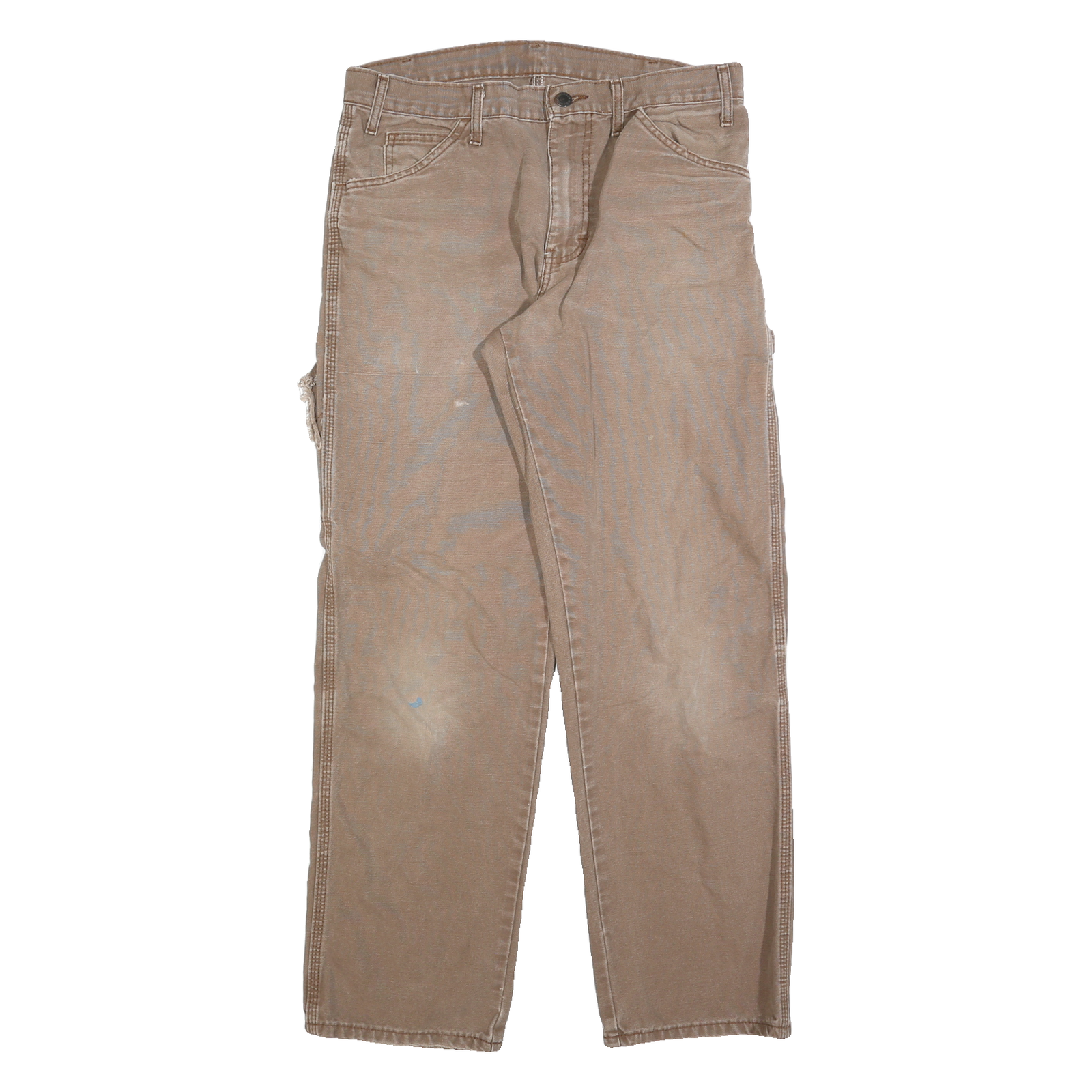 DICKIES Mens Regular Fit Workwear Beige Denim Jeans W32 L30 Durable Cotton Blend