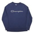 CHAMPION Mens Blue Cotton Blend Crew Neck Sweatshirt M Embroidered Logo