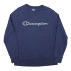CHAMPION Mens Blue Cotton Blend Crew Neck Sweatshirt M Embroidered Logo