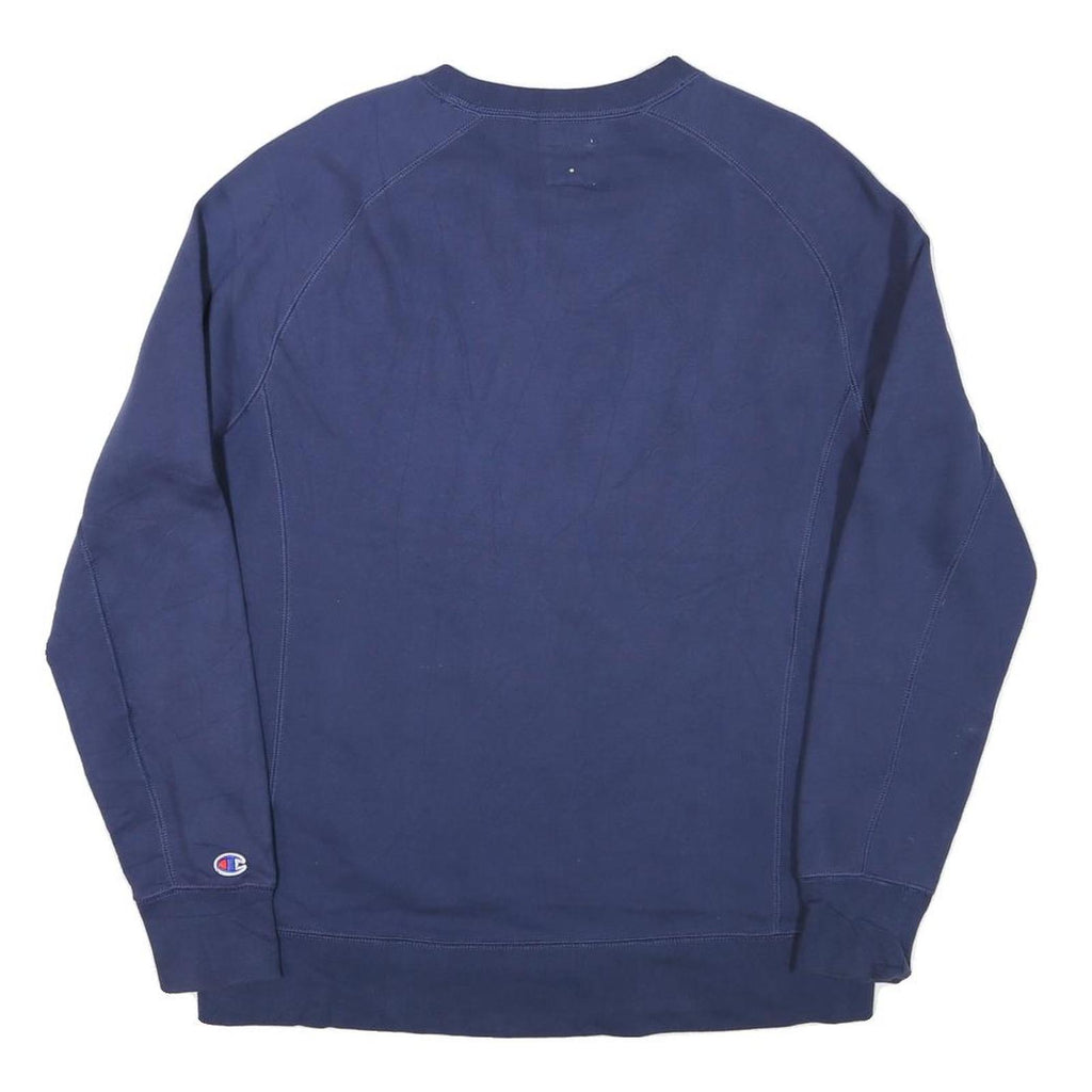 CHAMPION Mens Blue Cotton Blend Crew Neck Sweatshirt M Embroidered Logo