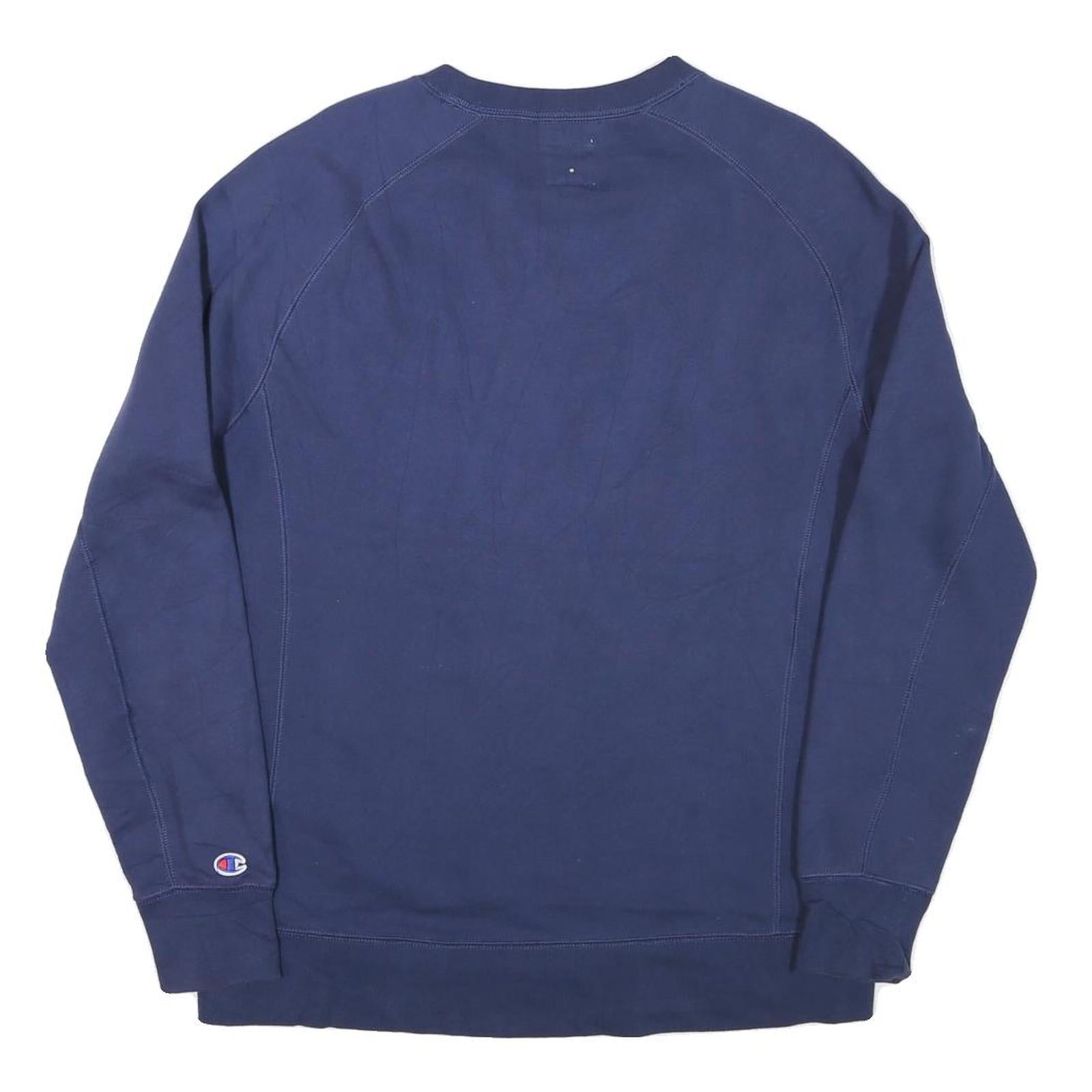 CHAMPION Mens Blue Cotton Blend Crew Neck Sweatshirt M Embroidered Logo