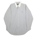 RALPH LAUREN Mens Blue & White Striped Cotton Shirt M Classic Polo Button Down