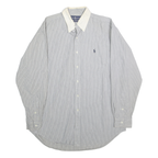RALPH LAUREN Mens Blue & White Striped Cotton Shirt M Classic Polo Button Down