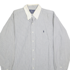 RALPH LAUREN Mens Blue & White Striped Cotton Shirt M Classic Polo Button Down