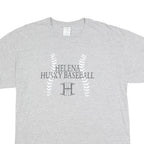 GILDAN Mens Grey Helena Husky Baseball T-Shirt L Short Sleeve Crew Neck Cotton