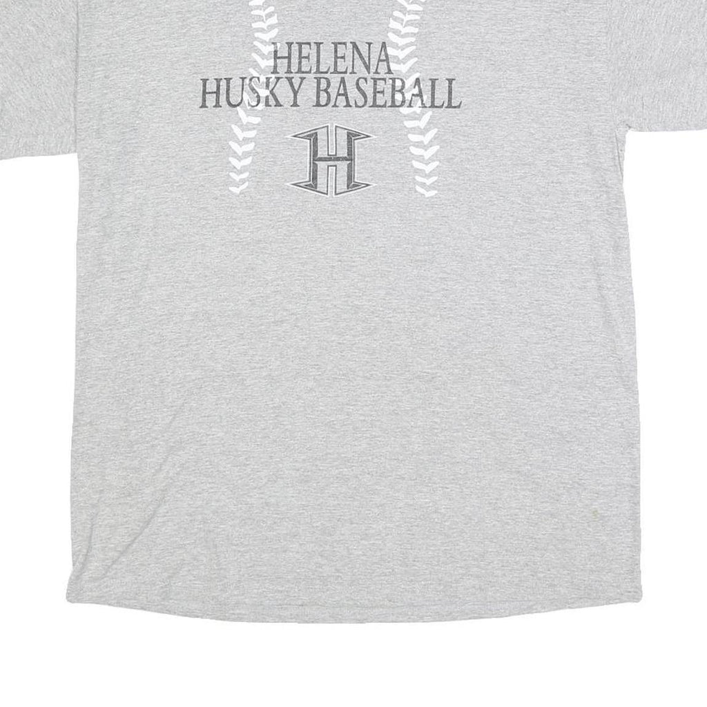 GILDAN Mens Grey Helena Husky Baseball T-Shirt L Short Sleeve Crew Neck Cotton