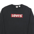 LEVI'S Mens Black Crew Neck XL Cotton Blend Logo Sweatshirt Pullover Casual