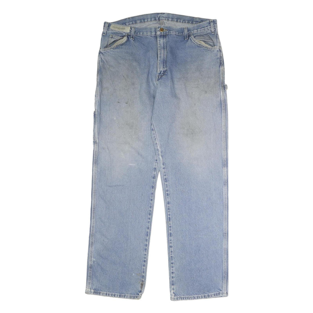 DICKIES Mens Jeans Blue Regular Straight Denim Medium W38 L34 Workwear Zip