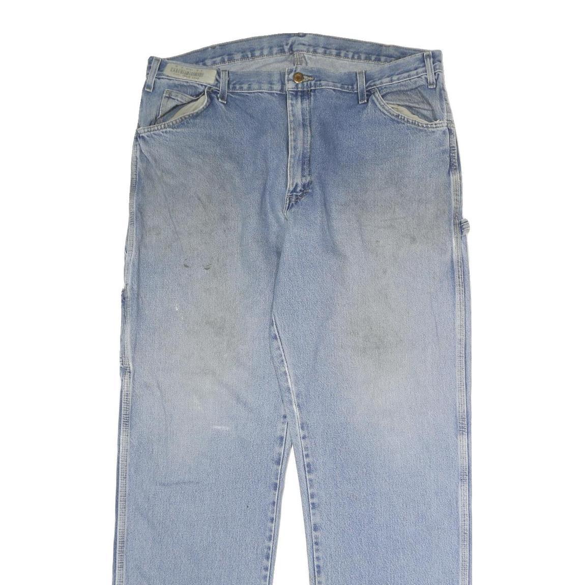 DICKIES Mens Jeans Blue Regular Straight Denim Medium W38 L34 Workwear Zip