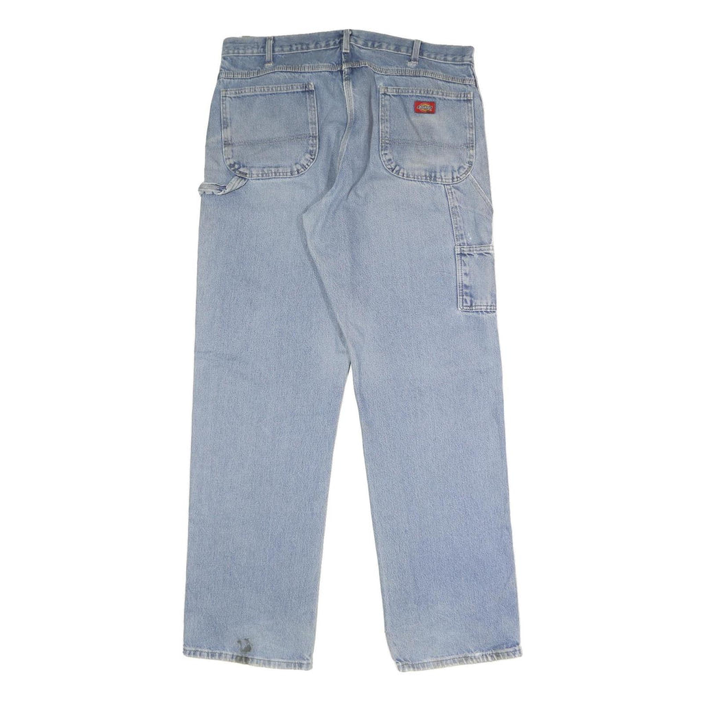 DICKIES Mens Jeans Blue Regular Straight Denim Medium W38 L34 Workwear Zip