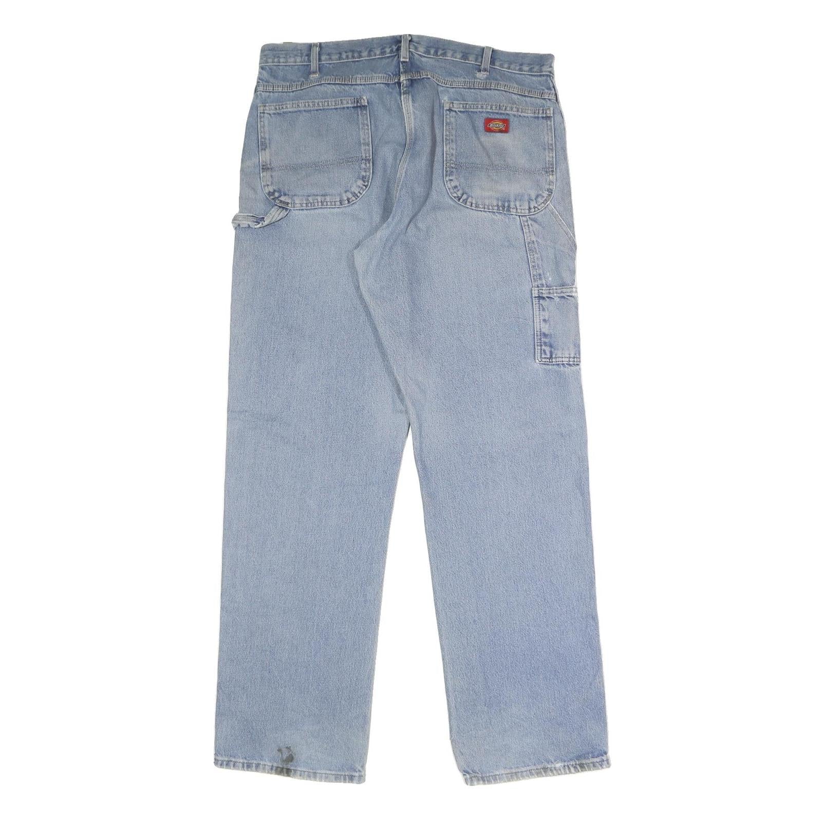 DICKIES Mens Jeans Blue Regular Straight Denim Medium W38 L34 Workwear Zip