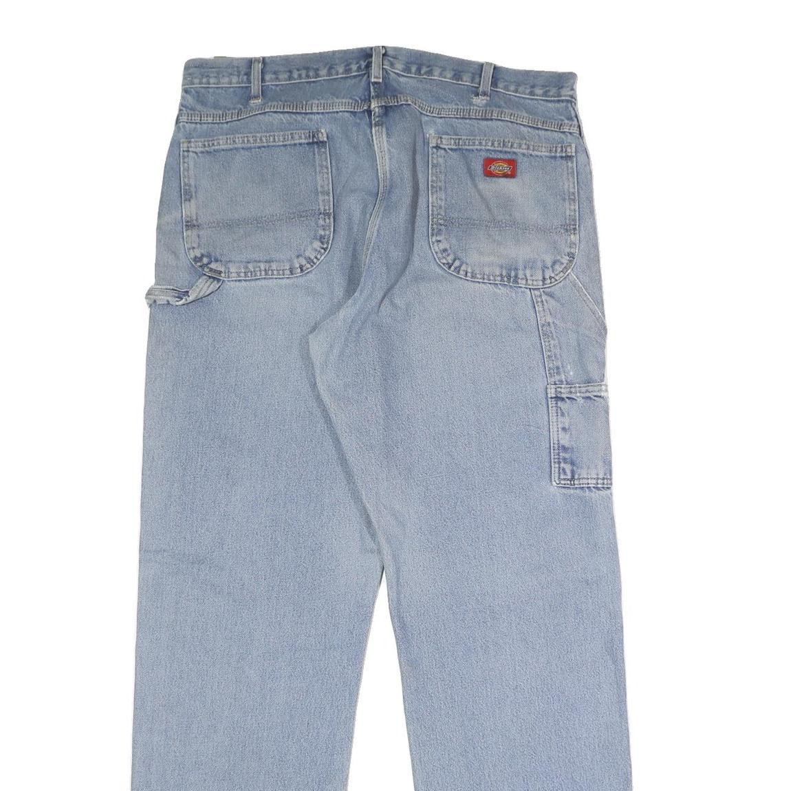 DICKIES Mens Jeans Blue Regular Straight Denim Medium W38 L34 Workwear Zip