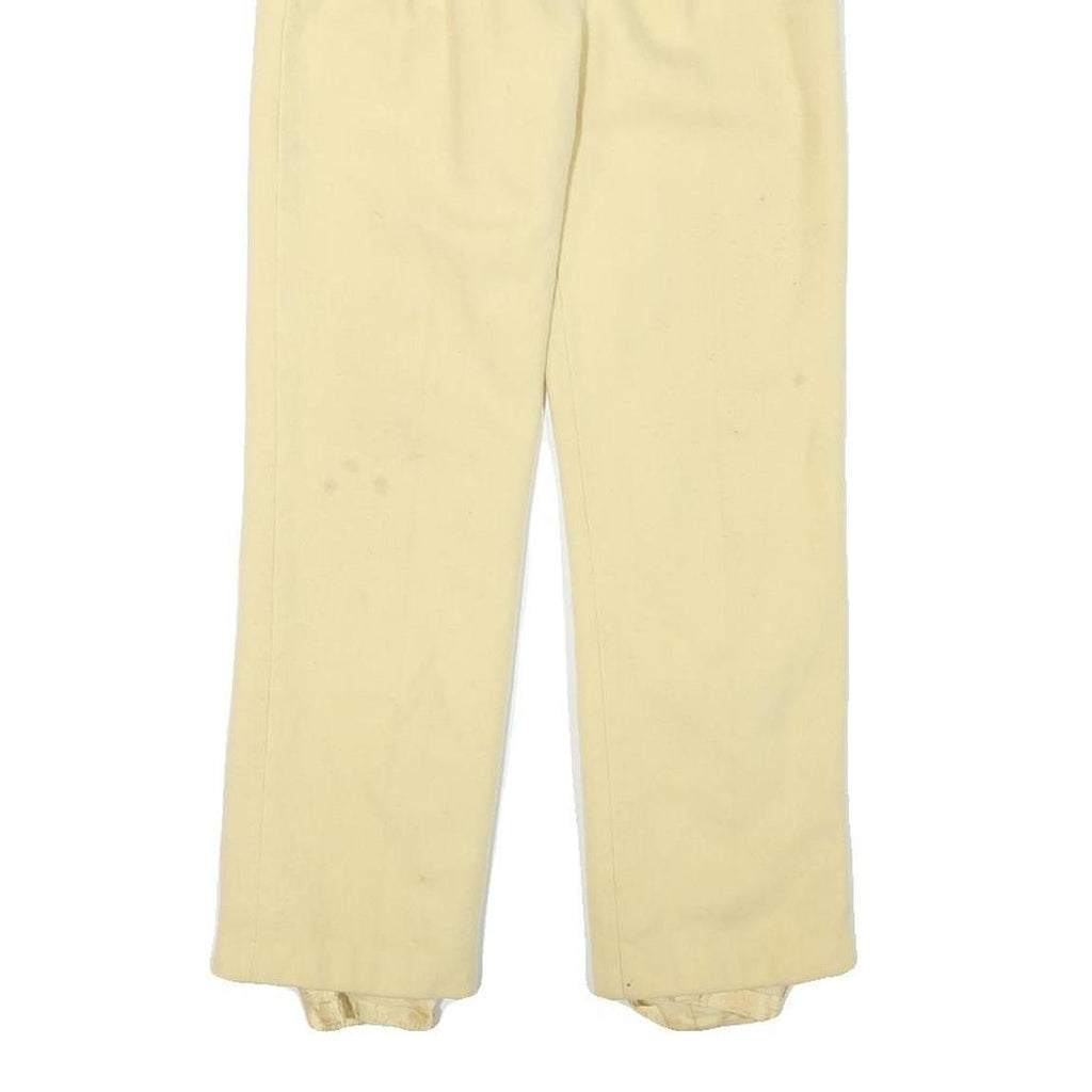 Womens Cream Wool Regular Fit Straight Leg Trousers W22 L25 Zip Closure