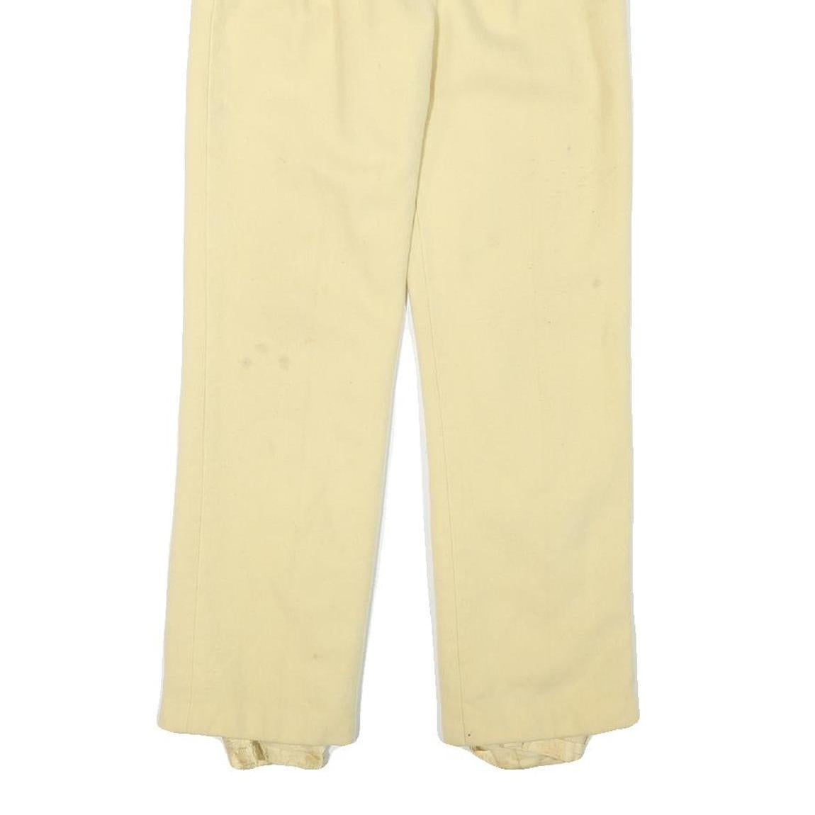 Womens Cream Wool Regular Fit Straight Leg Trousers W22 L25 Zip Closure