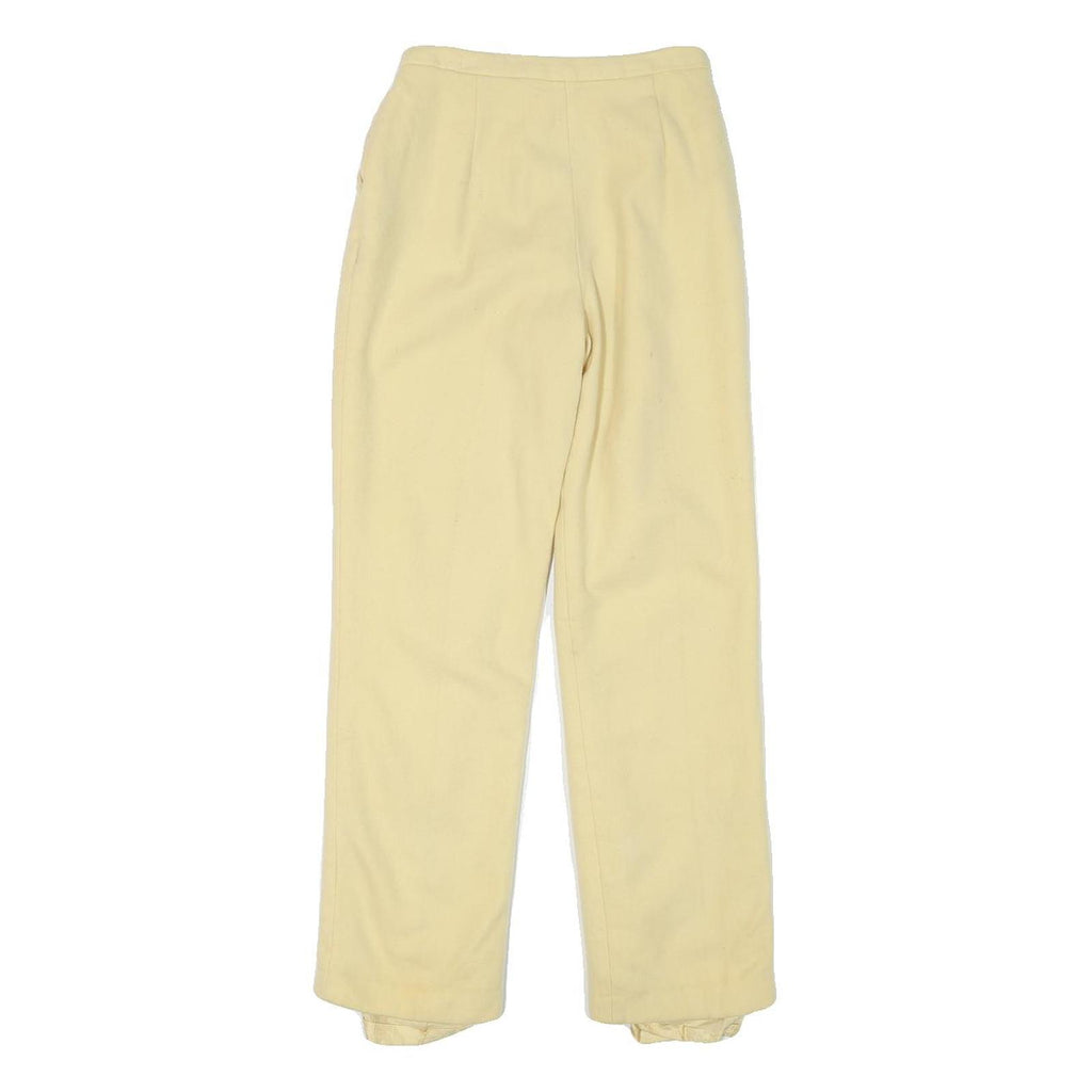 Womens Cream Wool Regular Fit Straight Leg Trousers W22 L25 Zip Closure