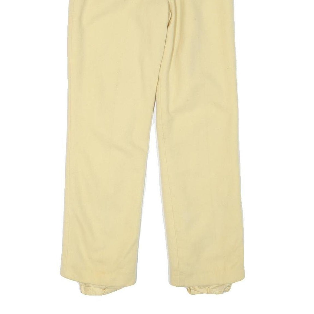 Womens Cream Wool Regular Fit Straight Leg Trousers W22 L25 Zip Closure