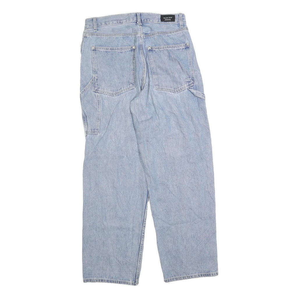 BLACK ICON Mens Jeans Blue Relaxed Straight Denim Light W30 L30 Casual Workwear