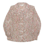 MARULINNE Womens Pink Beige Printed Blouse Long Sleeve Point Collar M