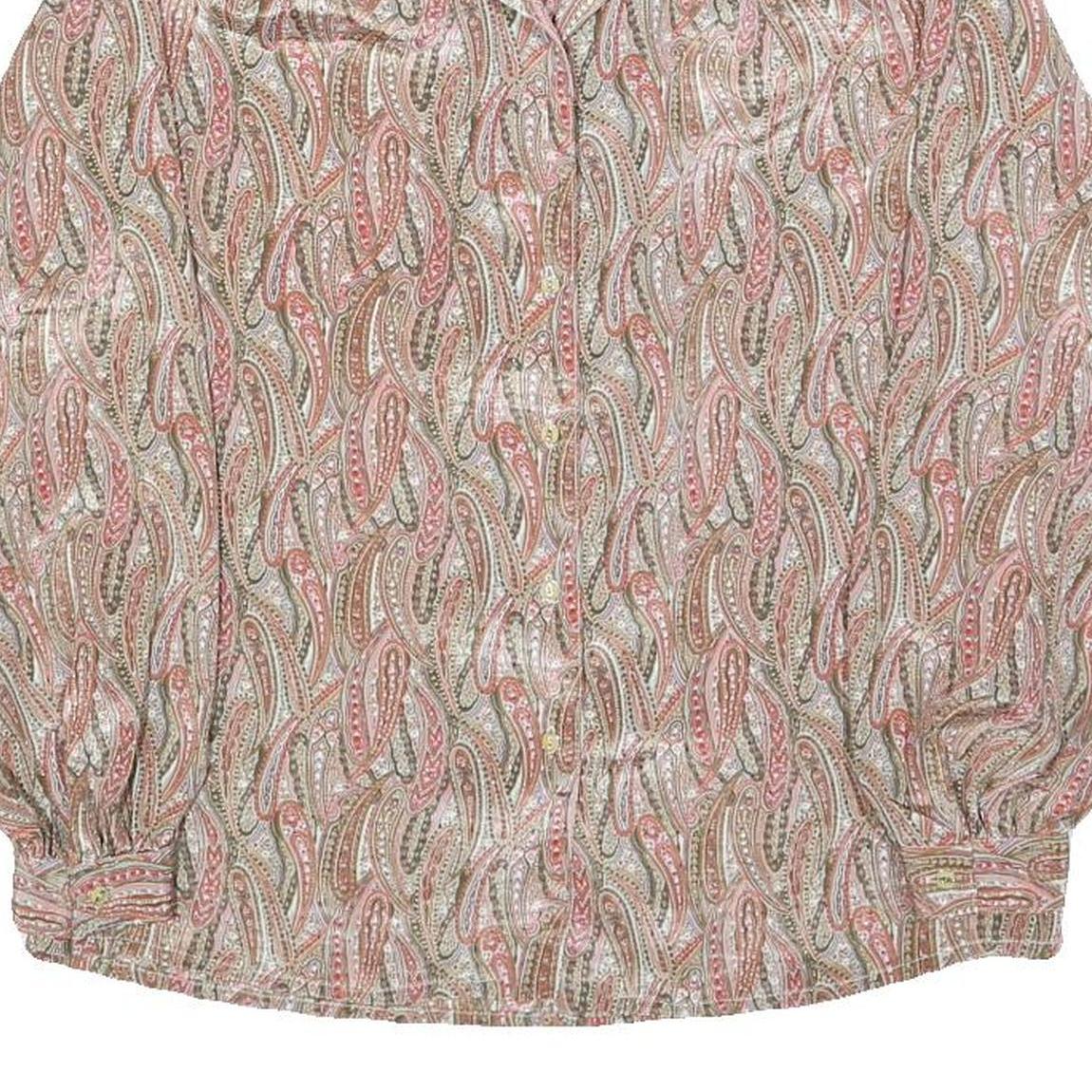 MARULINNE Womens Pink Beige Printed Blouse Long Sleeve Point Collar M